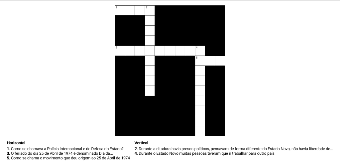 As Palavras Cruzadas no 25 de Abril de 1974 - Palavras Cruzadas