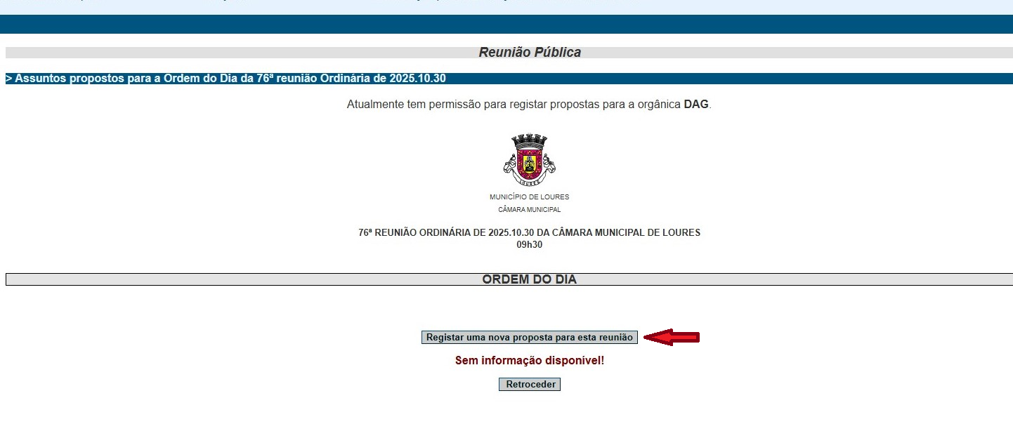 Imagem da p&aacute;gina de registo de propostas