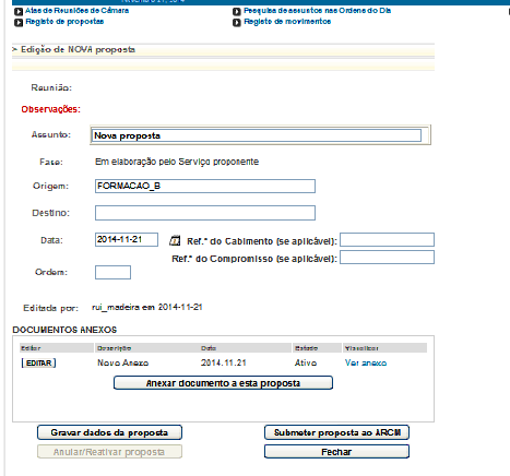 Imagem da p&aacute;gina de registo de propostas