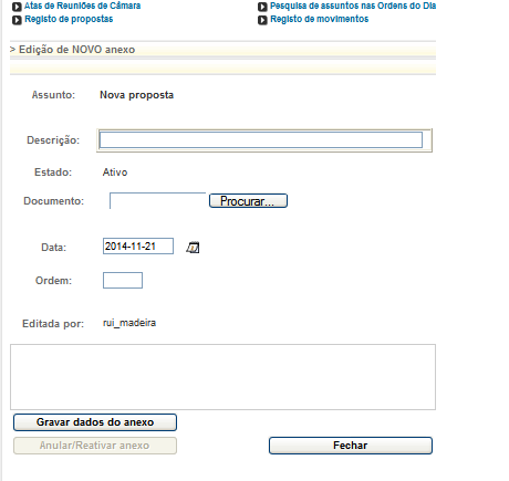 Imagem da p&aacute;gina de registo de anexo em nova proposta
