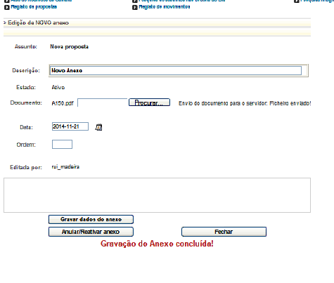 Imagem da p&aacute;gina de registo de nova proposta