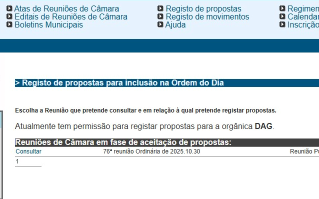 Imagem da p&aacute;gina de registo de propostas