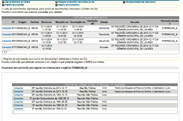 Imagem da p&aacute;gina de registo de movimentos